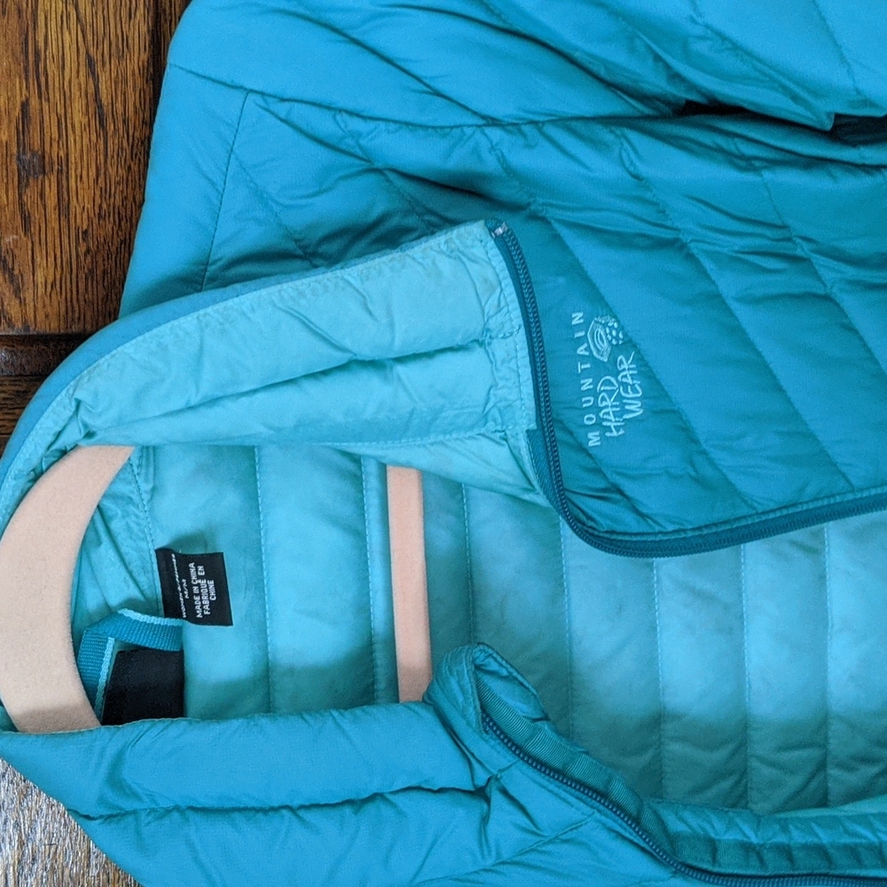 Teal Mountain Hardware Puffy Puffer Jacket Medium - Picture 2 of 3